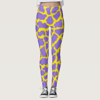 Leggings Estampados com Girafa e Fundo Roxo
