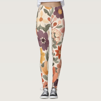 Leggings Estampados com Padrão Floral Vintage