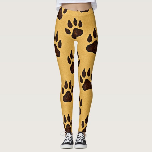 Leggings Estilosas com Impressão de Pata de Guepar (Frente)