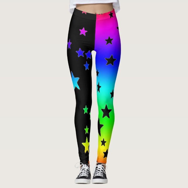 Leggings Estrela Preta e Arco-Íris (Frente)
