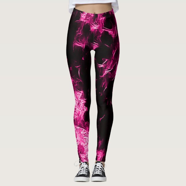 Leggings Estrelas Neon Pink Rave (Frente)