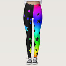 Leggings Estrelas Pretas E Arco-Íris