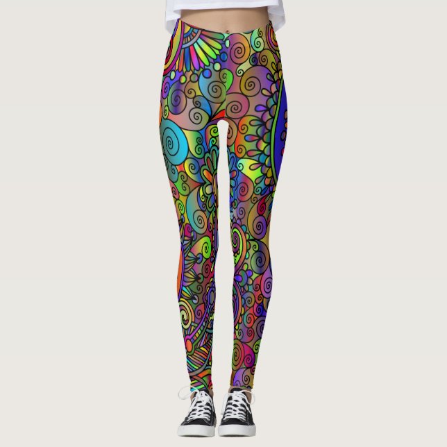 Leggings fascinantes no estilo da psicedelia (Frente)