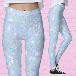 Leggings Femininas Brilhantes Azul Periwinkle com 