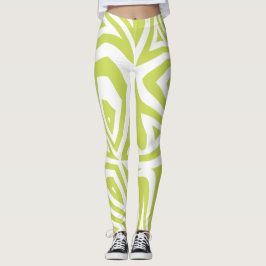Leggings femininas com Abstrato Zebra verde limão