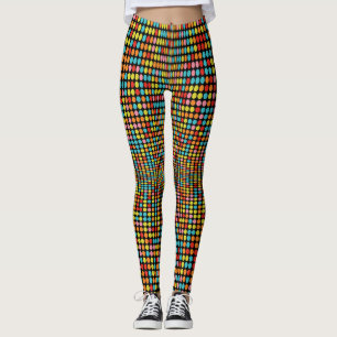 Leggings femininas com círculos de Op Art colorido