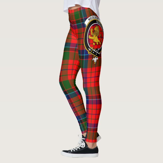 Leggings femininas com Crista do Clã Nicolson Xadr (Esquerda)