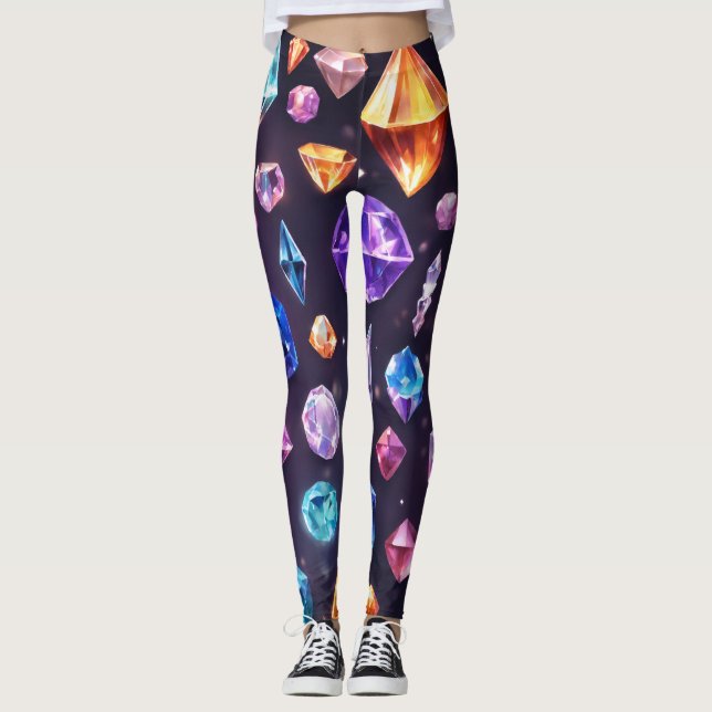 leggings femininas com designs de diamante (Frente)