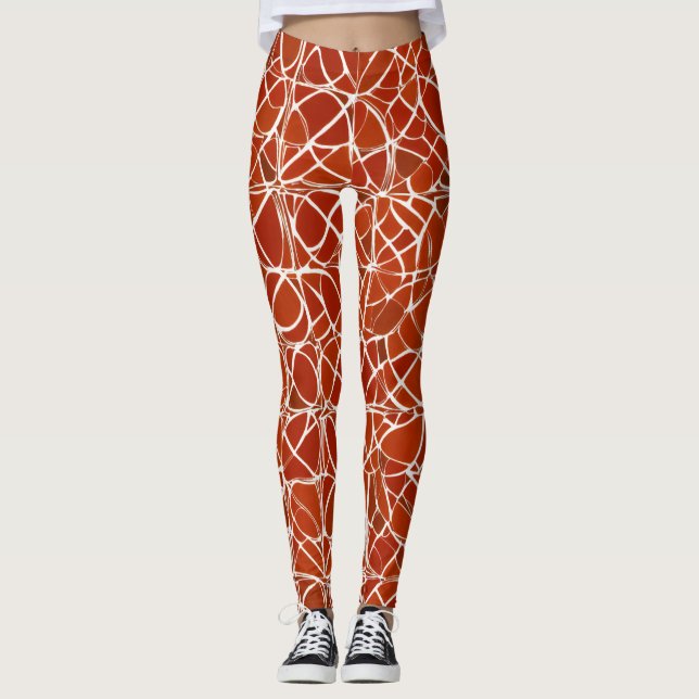 leggings femininas com designs florais vermelhos (Frente)