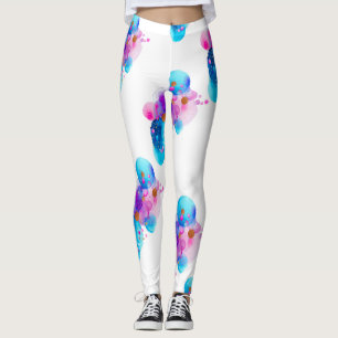 Leggings femininas com padrão de bolhas neon da ga