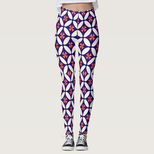 Leggings femininas com padrão geométrico elegante (Frente)