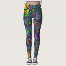 Leggings femininas com visual de jeans Sugar Skull