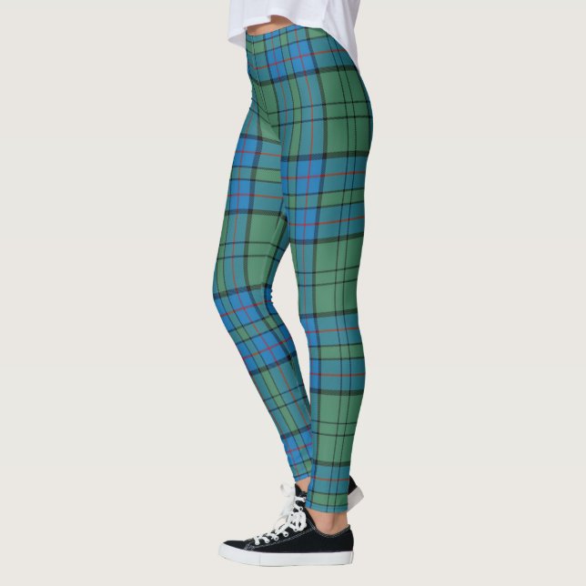 Leggings femininas com xadrez do Clã Lockhart Scot (Esquerda)