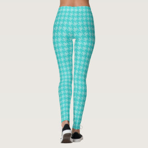 Leggings femininas com xadrez turquesa
