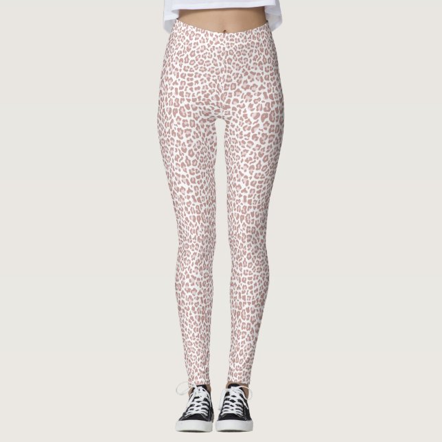 Leggings femininas cor-de-rosa impresso (Frente)