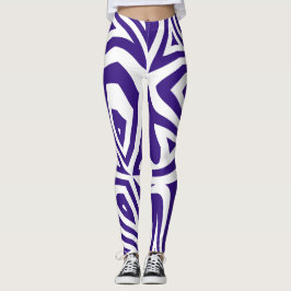 Leggings femininas da Abstrato Zebra branca roxa