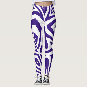 Leggings femininas da Abstrato Zebra branca roxa