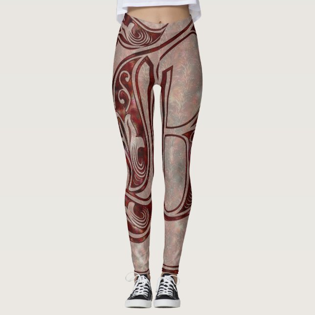 Leggings femininas da Borgonha (Frente)