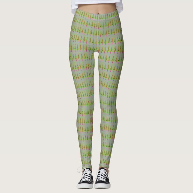 Leggings femininas das árvores de Natal (Frente)
