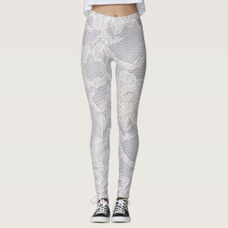 Leggings femininas de cadarço branco falso