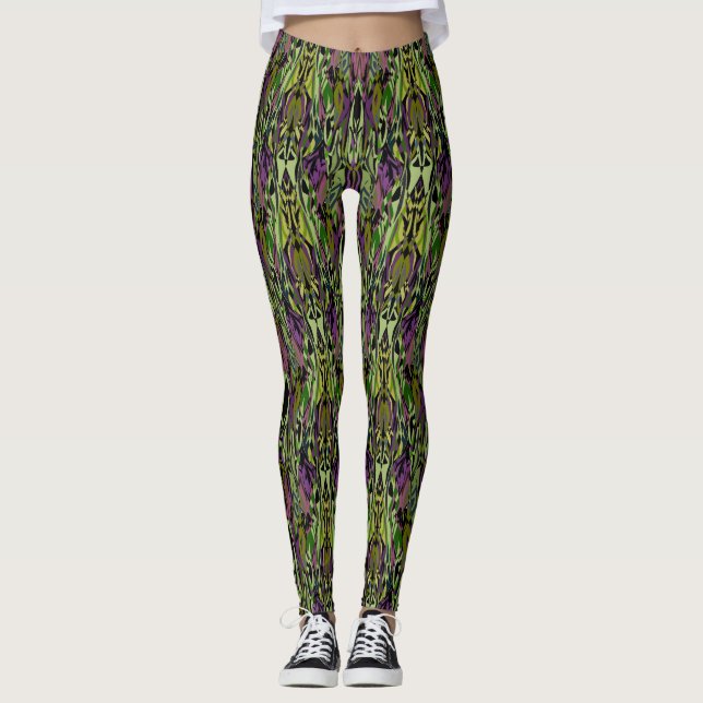 Leggings femininas de cor verde (Frente)