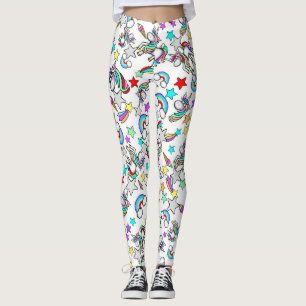 Leggings femininas de desenho animado de unicórnio