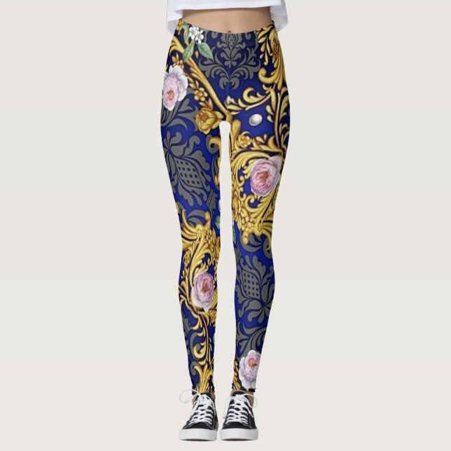 Leggings femininas de design barroco (Frente)