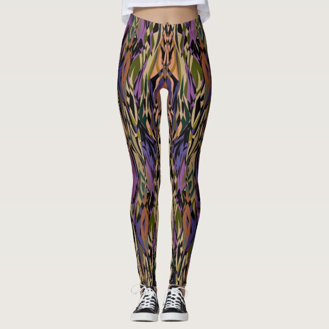 Leggings femininas de Design multicores (Frente)