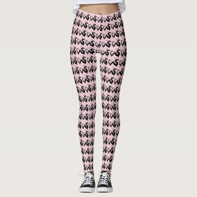 Leggings femininas de dragões asiáticos (Frente)