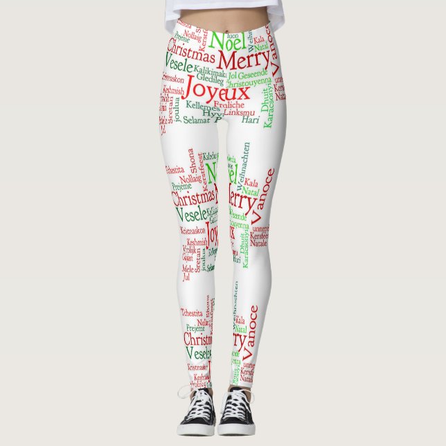 Leggings femininas de Feliz Natal (Frente)