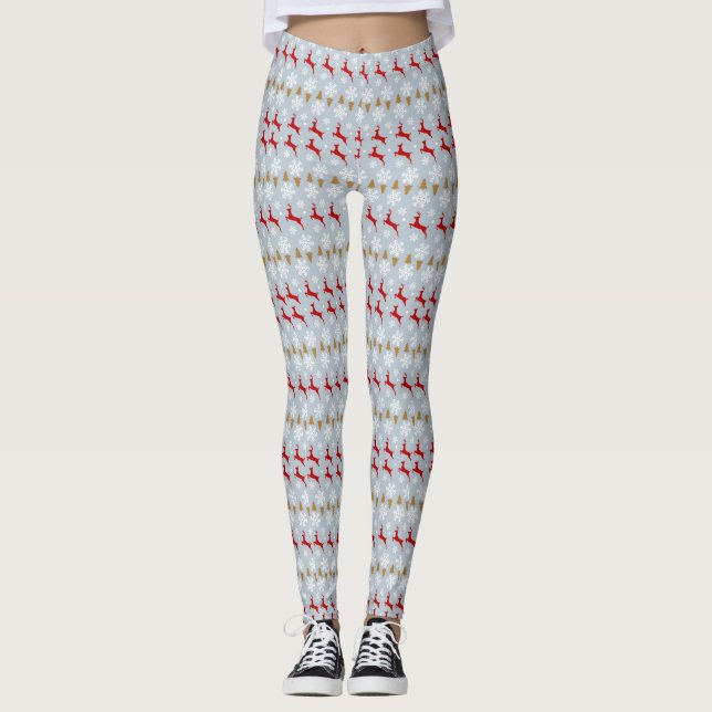 Leggings femininas de natal Reindeer (Frente)