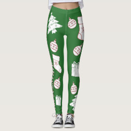Leggings femininas de Natal Verde