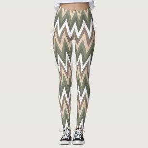 Leggings femininas de padrão Zig múltiplo