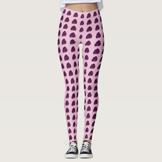 Leggings femininas de rosa vermelha (Frente)