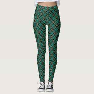 Leggings femininas de Xadrez verde/amarela