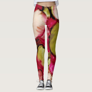 Leggings femininas do Bright Fuchsia Abstrato