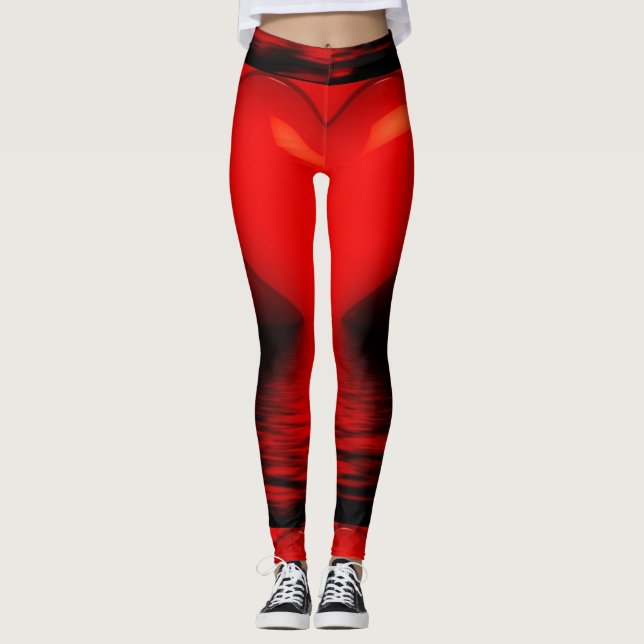 Leggings femininas do Coração Vermelho (Frente)