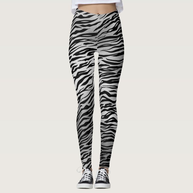 Leggings femininas do Impressão de Tigre Preto (Frente)