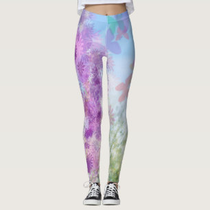 Leggings femininas do Jardim da Borboleta
