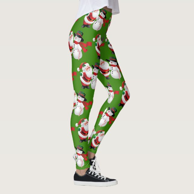 Leggings femininas do Papai Noel Snowman (Direita)