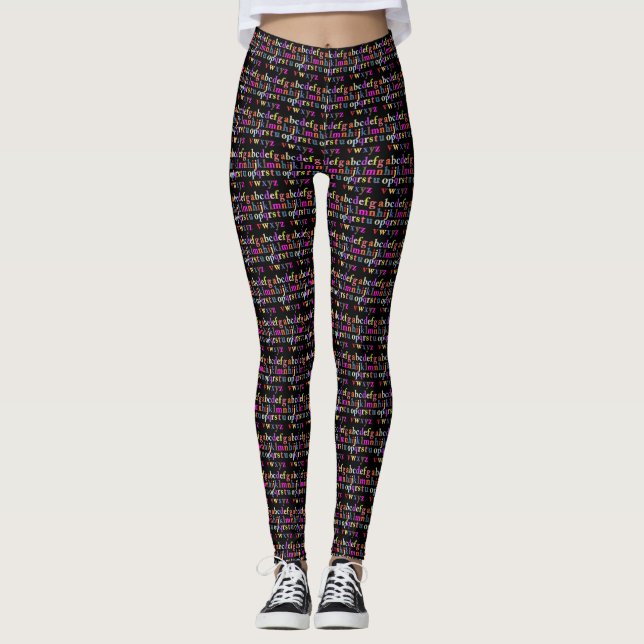 Leggings femininas em alfabeto (Frente)