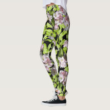 Leggings Femininas Flor de Maçã da Primavera