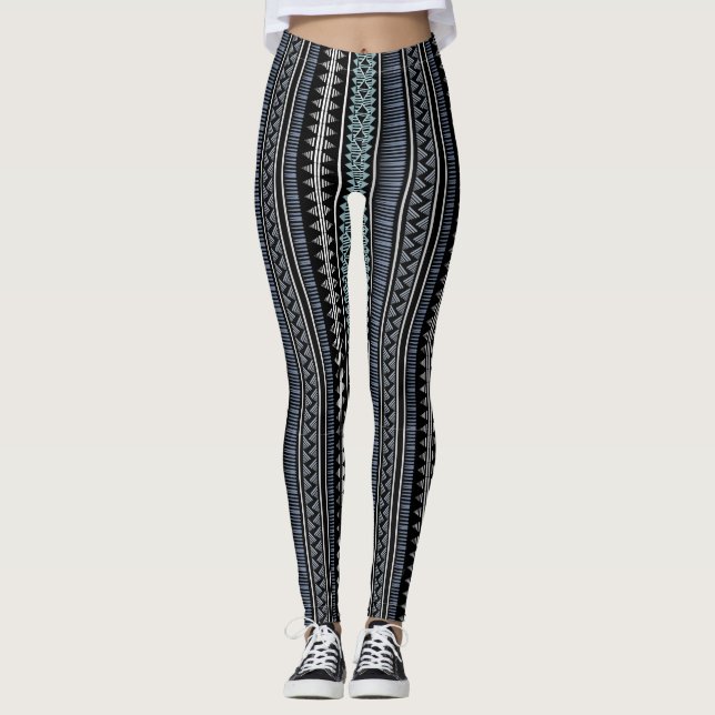 Leggings femininas Impressão Multi-asteca (Frente)