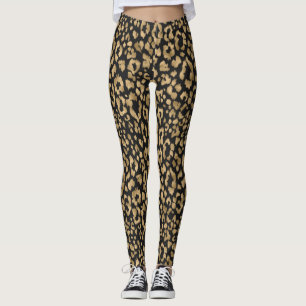 Leggings femininas impressas em animais Dourados/n