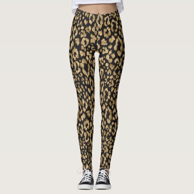 Leggings femininas impressas em animais Dourados/n (Frente)