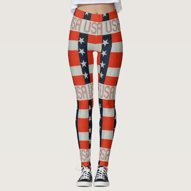 Leggings femininas na bandeira dos EUA (Frente)