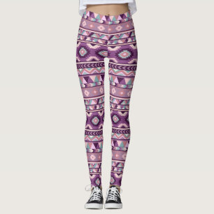 Leggings femininas púrpura asteca