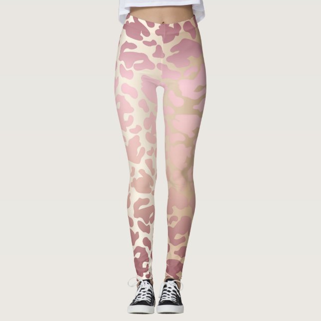 Leggings femininas, Rosa, Douradas e rosa (Frente)