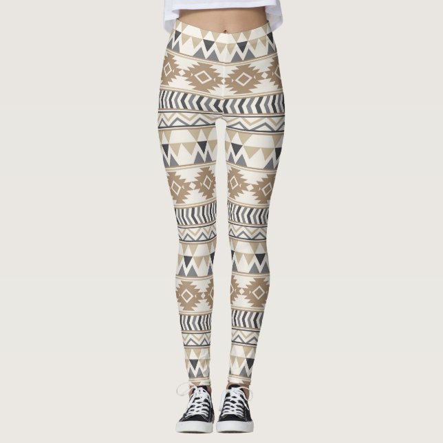 Leggings femininas Tan Aztec (Frente)