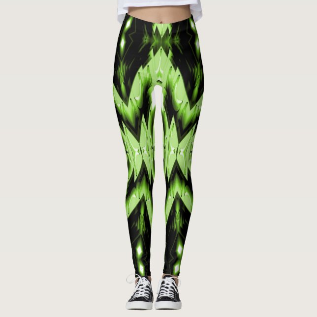 Leggings femininas verdes/negras (Frente)